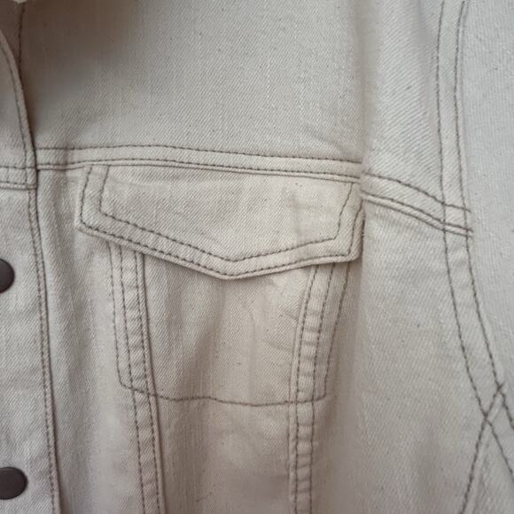 Lane Bryant Women’s Ivory Jean Jacket Snap Closure Bomber Biker Plus Size 28 - Picture 9 of 15